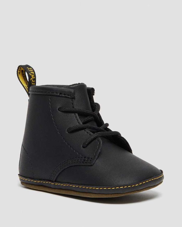 Dr Martens Kids Newborn 1460 Auburn Leather Boots Black - 95617BTVH